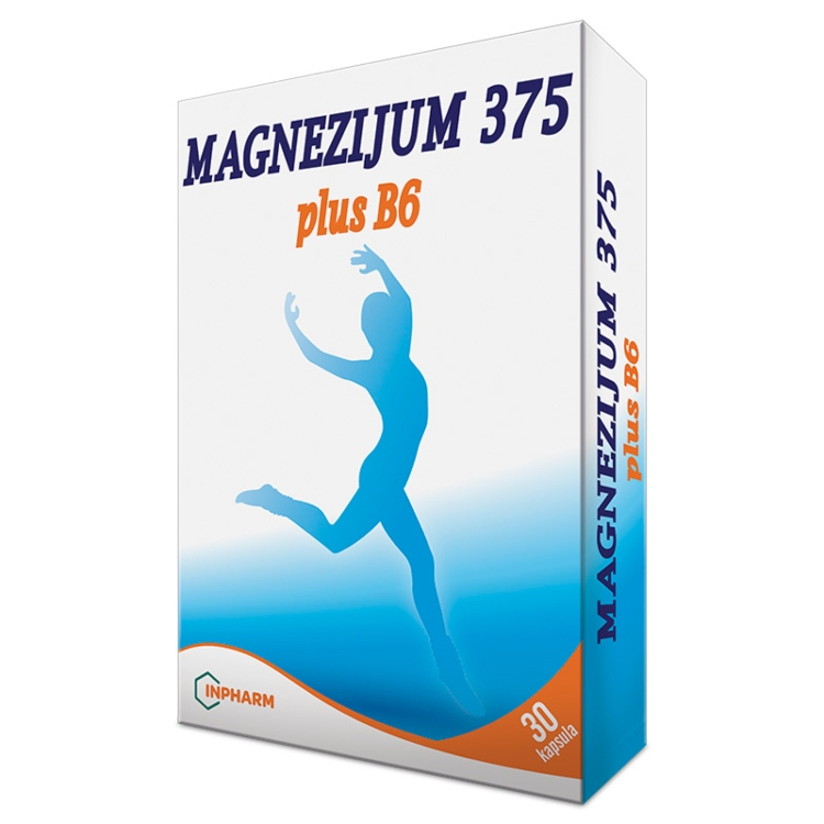 magenzijum-375-plus-b6-30-kapsula-srbotrade Magnezijum 375 plus B6, 30 kapsula Inpharm - Slika 1