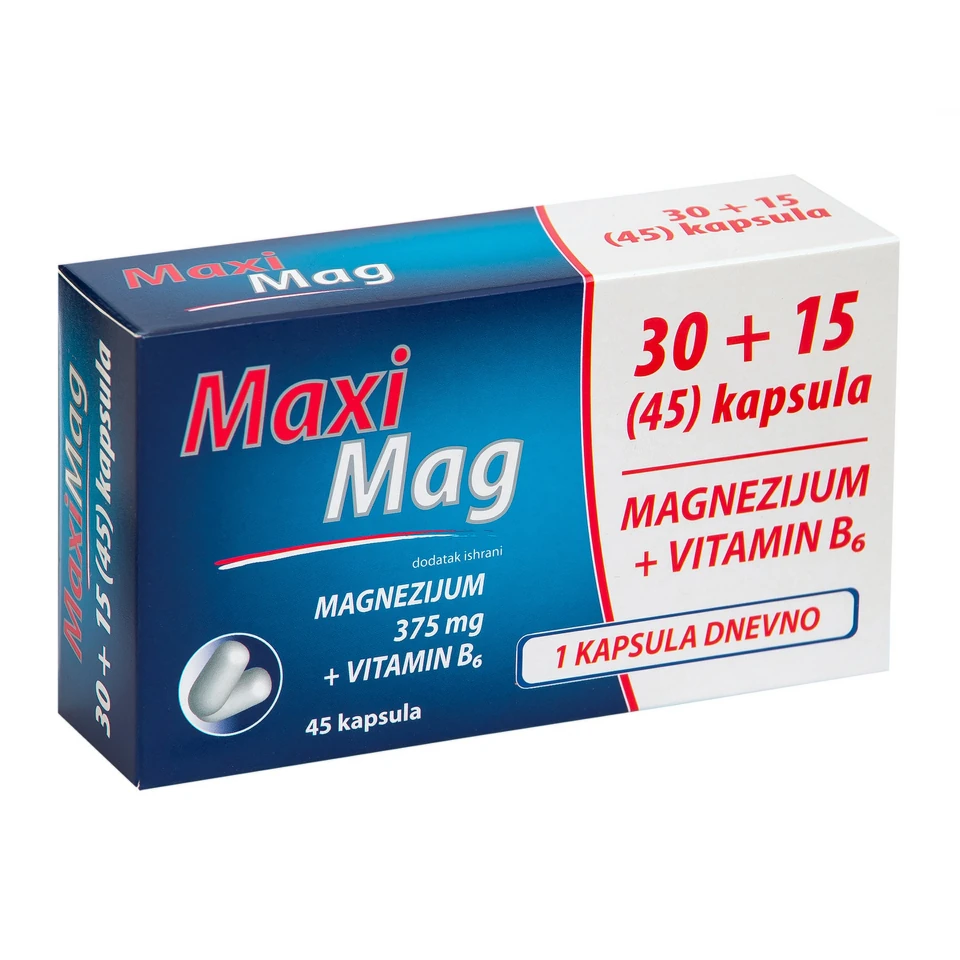 maxi-mag Maxi mag 375mg, 30+15 kapsula - Slika 1