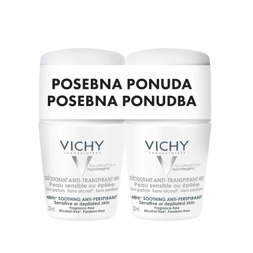 vichy-25 Vichy DEO-DUO Sensitive Roll-on 48h 2x50ml (white cap) 50ml+50ml - Slika 1